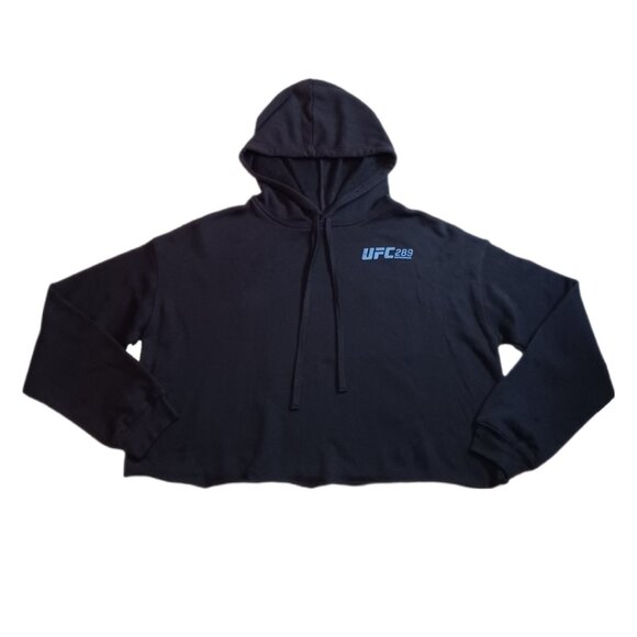 UFC Vancouver June 2023 Womens XL Cropped Hoodie Black Long Sleeve Drawstring - Picture 5 of 7
